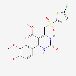 molecular formula C19H19ClN2O7S2 B2542581 Methyl 6-{[(5-chlorothiophen-2-yl)sulfonyl]methyl}-4-(3,4-dimethoxyphenyl)-2-oxo-1,2,3,4-tetrahydropyrimidine-5-carboxylate CAS No. 899971-97-2
