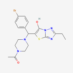 B2542585 1-(4-((4-Bromophenyl)(2-ethyl-6-hydroxythiazolo[3,2-b][1,2,4]triazol-5-yl)methyl)piperazin-1-yl)ethanone CAS No. 898350-23-7