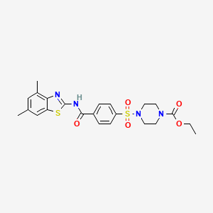 molecular formula C23H26N4O5S2 B2542660 Ethyl 4-((4-((4,6-dimethylbenzo[d]thiazol-2-yl)carbamoyl)phenyl)sulfonyl)piperazine-1-carboxylate CAS No. 361174-12-1