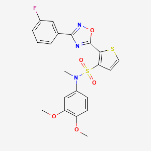 molecular formula C21H18FN3O5S2 B2542662 N-(3,4-dimethoxyphenyl)-2-[3-(3-fluorophenyl)-1,2,4-oxadiazol-5-yl]-N-methylthiophene-3-sulfonamide CAS No. 1207030-66-7