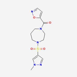 molecular formula C13H17N5O4S B2542677 1-[(1-methyl-1H-pyrazol-4-yl)sulfonyl]-4-(1,2-oxazole-5-carbonyl)-1,4-diazepane CAS No. 2034542-60-2