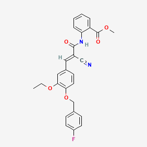 molecular formula C27H23FN2O5 B2542691 METHYL 2-[((E)-2-CYANO-3-{3-ETHOXY-4-[(4-FLUOROBENZYL)OXY]PHENYL}-2-PROPENOYL)AMINO]BENZOATE CAS No. 380477-03-2