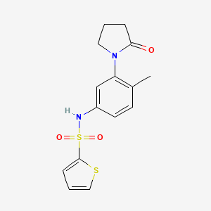 molecular formula C15H16N2O3S2 B2542726 N-[4-methyl-3-(2-oxopyrrolidin-1-yl)phenyl]thiophene-2-sulfonamide CAS No. 941977-99-7