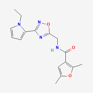 molecular formula C16H18N4O3 B2542737 N-((3-(1-ethyl-1H-pyrrol-2-yl)-1,2,4-oxadiazol-5-yl)methyl)-2,5-dimethylfuran-3-carboxamide CAS No. 2034409-70-4