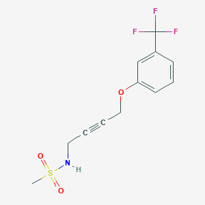 molecular formula C12H12F3NO3S B2542754 N-(4-(3-(trifluoromethyl)phenoxy)but-2-yn-1-yl)methanesulfonamide CAS No. 1797140-75-0