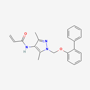 molecular formula C21H21N3O2 B2542755 N-[3,5-Dimethyl-1-[(2-phenylphenoxy)methyl]pyrazol-4-yl]prop-2-enamide CAS No. 2305479-90-5