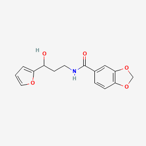 molecular formula C15H15NO5 B2542783 N-(3-(furan-2-yl)-3-hydroxypropyl)benzo[d][1,3]dioxole-5-carboxamide CAS No. 1354498-79-5