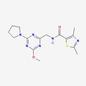 molecular formula C15H20N6O2S B2542788 N-((4-methoxy-6-(pyrrolidin-1-yl)-1,3,5-triazin-2-yl)methyl)-2,4-dimethylthiazole-5-carboxamide CAS No. 2034277-33-1