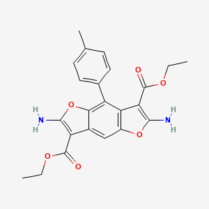 molecular formula C23H22N2O6 B2542797 Diethyl 2,6-diamino-4-(4-methylphenyl)furo[2,3-f][1]benzofuran-3,7-dicarboxylate CAS No. 497821-03-1