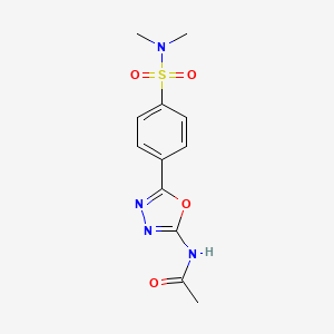 molecular formula C12H14N4O4S B2542811 N-{5-[4-(dimethylsulfamoyl)phenyl]-1,3,4-oxadiazol-2-yl}acetamide CAS No. 1172720-45-4