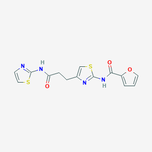 molecular formula C14H12N4O3S2 B2542813 N-(4-(3-oxo-3-(thiazol-2-ylamino)propyl)thiazol-2-yl)furan-2-carboxamide CAS No. 1021266-43-2