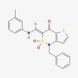 molecular formula C21H18N2O3S2 B2542834 (3Z)-1-benzyl-3-{[(3-methylphenyl)amino]methylidene}-1H,3H,4H-2lambda6-thieno[3,2-c][1,2]thiazine-2,2,4-trione CAS No. 894668-79-2