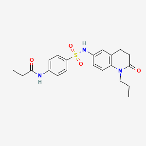molecular formula C21H25N3O4S B2542839 N-{4-[(2-oxo-1-propyl-1,2,3,4-tetrahydroquinolin-6-yl)sulfamoyl]phenyl}propanamide CAS No. 951572-90-0