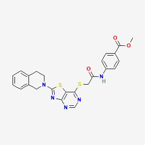 molecular formula C24H21N5O3S2 B2542850 methyl 4-(2-{[2-(1,2,3,4-tetrahydroisoquinolin-2-yl)-[1,3]thiazolo[4,5-d]pyrimidin-7-yl]sulfanyl}acetamido)benzoate CAS No. 1207022-25-0