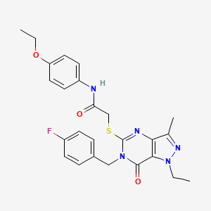 molecular formula C25H26FN5O3S B2542852 N-(4-ethoxyphenyl)-2-({1-ethyl-6-[(4-fluorophenyl)methyl]-3-methyl-7-oxo-1H,6H,7H-pyrazolo[4,3-d]pyrimidin-5-yl}sulfanyl)acetamide CAS No. 1359218-52-2