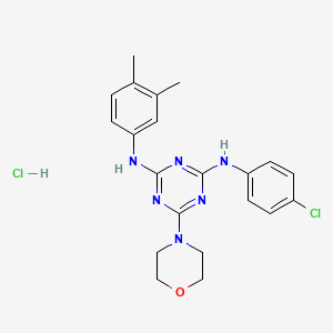molecular formula C21H24Cl2N6O B2542855 N2-(4-chlorophenyl)-N4-(3,4-dimethylphenyl)-6-(morpholin-4-yl)-1,3,5-triazine-2,4-diamine hydrochloride CAS No. 1179393-30-6