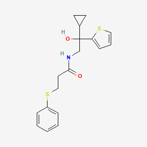 molecular formula C18H21NO2S2 B2542869 N-(2-cyclopropyl-2-hydroxy-2-(thiophen-2-yl)ethyl)-3-(phenylthio)propanamide CAS No. 1396798-74-5