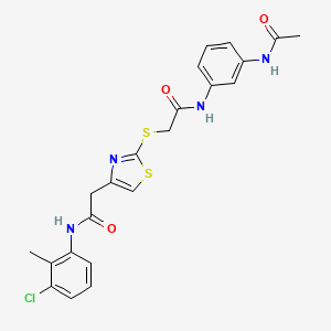 N-(3-acetamidophenyl)-2-((4-(2-((3-chloro-2-methylphenyl)amino)-2-oxoethyl)thiazol-2-yl)thio)acetamide