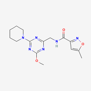 molecular formula C15H20N6O3 B2542885 N-((4-methoxy-6-(piperidin-1-yl)-1,3,5-triazin-2-yl)methyl)-5-methylisoxazole-3-carboxamide CAS No. 2034540-83-3