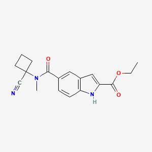molecular formula C18H19N3O3 B2542888 ethyl 5-[(1-cyanocyclobutyl)(methyl)carbamoyl]-1H-indole-2-carboxylate CAS No. 1797318-53-6