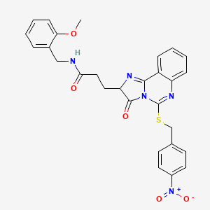 molecular formula C28H25N5O5S B2542919 N-[(2-methoxyphenyl)methyl]-3-(5-{[(4-nitrophenyl)methyl]sulfanyl}-3-oxo-2H,3H-imidazo[1,2-c]quinazolin-2-yl)propanamide CAS No. 1043868-34-3