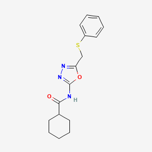 molecular formula C16H19N3O2S B2542929 N-(5-((phenylthio)methyl)-1,3,4-oxadiazol-2-yl)cyclohexanecarboxamide CAS No. 922447-83-4