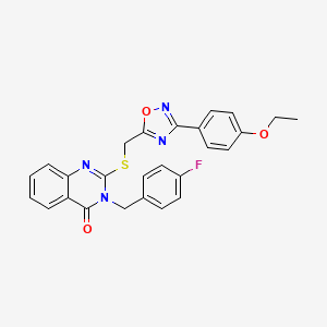 molecular formula C26H21FN4O3S B2542943 2-(((3-(4-ethoxyphenyl)-1,2,4-oxadiazol-5-yl)methyl)thio)-3-(4-fluorobenzyl)quinazolin-4(3H)-one CAS No. 2034519-85-0