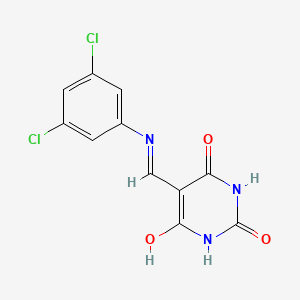 molecular formula C11H7Cl2N3O3 B2542952 5-(((3,5-dichlorophenyl)amino)methylene)pyrimidine-2,4,6(1H,3H,5H)-trione CAS No. 501908-99-2