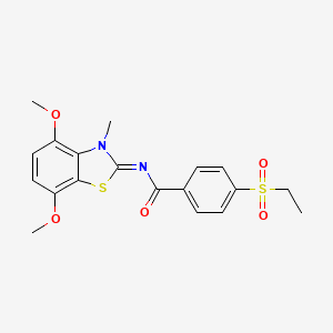 molecular formula C19H20N2O5S2 B2542955 (E)-N-(4,7-dimethoxy-3-methylbenzo[d]thiazol-2(3H)-ylidene)-4-(ethylsulfonyl)benzamide CAS No. 886916-73-0
