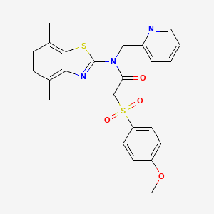 molecular formula C24H23N3O4S2 B2542960 N-(4,7-dimethylbenzo[d]thiazol-2-yl)-2-((4-methoxyphenyl)sulfonyl)-N-(pyridin-2-ylmethyl)acetamide CAS No. 922954-08-3