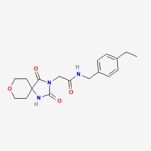molecular formula C18H23N3O4 B2542989 2-(2,4-dioxo-8-oxa-1,3-diazaspiro[4.5]dec-3-yl)-N-(4-ethylbenzyl)acetamide CAS No. 1775426-50-0