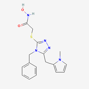 molecular formula C17H19N5O2S B2542995 2-((4-benzyl-5-((1-methyl-1H-pyrrol-2-yl)methyl)-4H-1,2,4-triazol-3-yl)thio)-N-hydroxyacetamide CAS No. 878065-57-7