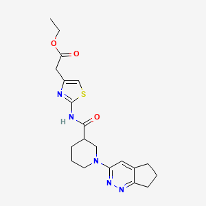 molecular formula C20H25N5O3S B2543001 ethyl 2-[2-(1-{5H,6H,7H-cyclopenta[c]pyridazin-3-yl}piperidine-3-amido)-1,3-thiazol-4-yl]acetate CAS No. 2097921-98-5