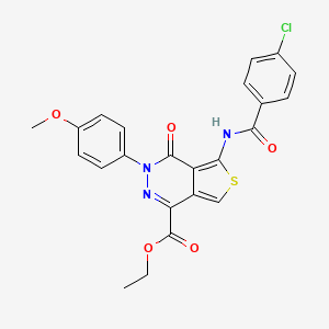 molecular formula C23H18ClN3O5S B2543044 ethyl 5-(4-chlorobenzamido)-3-(4-methoxyphenyl)-4-oxo-3H,4H-thieno[3,4-d]pyridazine-1-carboxylate CAS No. 851952-00-6