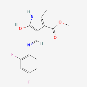 molecular formula C14H12F2N2O3 B2543058 Methyl 4-((2,4-difluoroanilino)methylene)-2-methyl-5-oxo-4,5-dihydro-1H-pyrrole-3-carboxylate CAS No. 477865-61-5