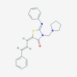 molecular formula C23H23N3OS B025431 5-Cinnamylidene-2-(phenylimino)-3-(1-pyrrolidinylmethyl)-4-thiazolidinone CAS No. 104123-93-5