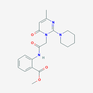molecular formula C20H24N4O4 B2543109 Methyl 2-{2-[4-methyl-6-oxo-2-(piperidin-1-yl)-1,6-dihydropyrimidin-1-yl]acetamido}benzoate CAS No. 1251710-97-0