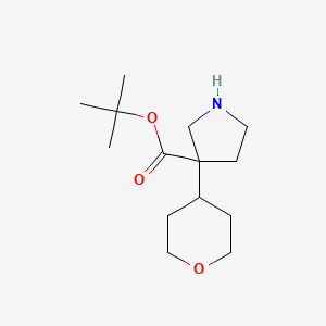 molecular formula C14H25NO3 B2543119 Tert-butyl 3-(oxan-4-yl)pyrrolidine-3-carboxylate CAS No. 2248294-03-1