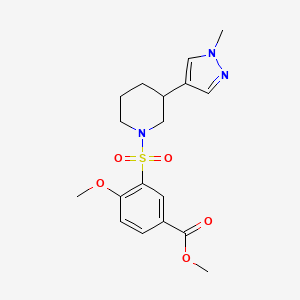 molecular formula C18H23N3O5S B2543155 methyl 4-methoxy-3-{[3-(1-methyl-1H-pyrazol-4-yl)piperidin-1-yl]sulfonyl}benzoate CAS No. 2320924-52-3