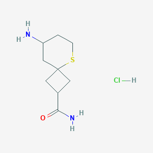 molecular formula C9H17ClN2OS B2543165 8-Amino-5-thiaspiro[3.5]nonane-2-carboxamide hydrochloride CAS No. 2138040-08-9