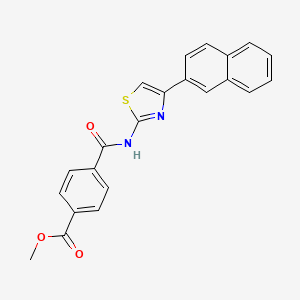molecular formula C22H16N2O3S B2543196 Methyl 4-((4-(naphthalen-2-yl)thiazol-2-yl)carbamoyl)benzoate CAS No. 477548-70-2
