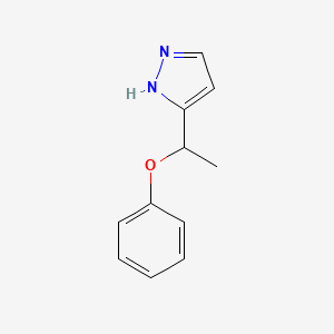 molecular formula C11H12N2O B2543207 5-(1-phenoxyethyl)-1H-pyrazole CAS No. 321574-12-3; 321998-96-3