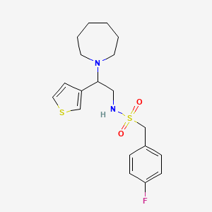 molecular formula C19H25FN2O2S2 B2543255 N-(2-(azepan-1-yl)-2-(thiophen-3-yl)ethyl)-1-(4-fluorophenyl)methanesulfonamide CAS No. 955766-93-5