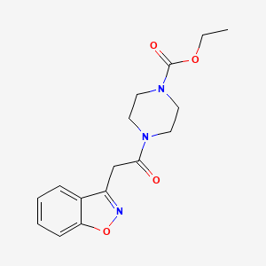 molecular formula C16H19N3O4 B2543264 Ethyl 4-[2-(1,2-benzoxazol-3-yl)acetyl]piperazine-1-carboxylate CAS No. 902845-48-1