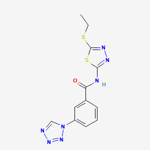molecular formula C12H11N7OS2 B2543305 N-(5-(ethylthio)-1,3,4-thiadiazol-2-yl)-3-(1H-tetrazol-1-yl)benzamide CAS No. 915910-52-0