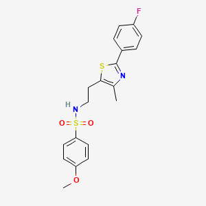 molecular formula C19H19FN2O3S2 B2543327 N-(2-(2-(4-fluorophenyl)-4-methylthiazol-5-yl)ethyl)-4-methoxybenzenesulfonamide CAS No. 894005-52-8