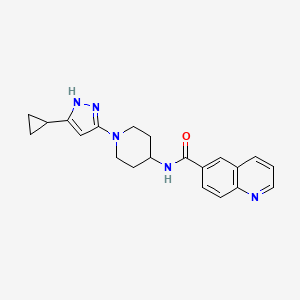 molecular formula C21H23N5O B2543328 N-[1-(5-cyclopropyl-1H-pyrazol-3-yl)piperidin-4-yl]quinoline-6-carboxamide CAS No. 2034201-60-8