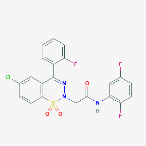 molecular formula C21H13ClF3N3O3S B2543344 2-[6-chloro-4-(2-fluorophenyl)-1,1-dioxido-2H-1,2,3-benzothiadiazin-2-yl]-N-(2,5-difluorophenyl)acetamide CAS No. 1031575-31-1