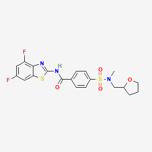 molecular formula C20H19F2N3O4S2 B2543348 N-(4,6-difluoro-1,3-benzothiazol-2-yl)-4-{methyl[(oxolan-2-yl)methyl]sulfamoyl}benzamide CAS No. 892843-99-1