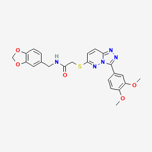molecular formula C23H21N5O5S B2543383 N-(benzo[d][1,3]dioxol-5-ylmethyl)-2-((3-(3,4-dimethoxyphenyl)-[1,2,4]triazolo[4,3-b]pyridazin-6-yl)thio)acetamide CAS No. 852437-73-1